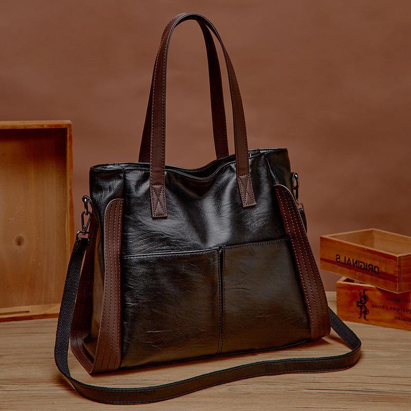 SOFT LEATHER LARGE CAPACITY FASHION TOTE HANDBAG